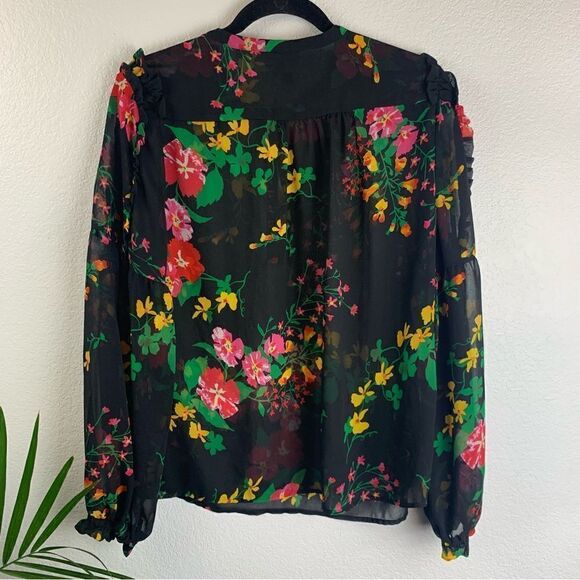 Cabi Black Floral Thespian Blouse M - Picture 3 of 10